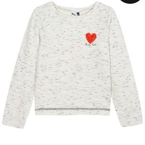 3 Pommes Grey Girls Top with Red Heart Size 11/12